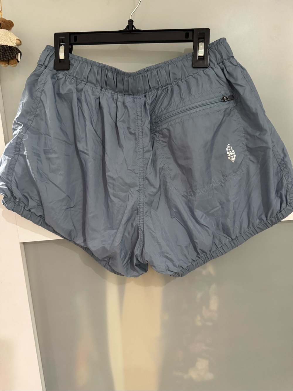 Free People Slate Blue Athletic Shorts with Zip Pocket